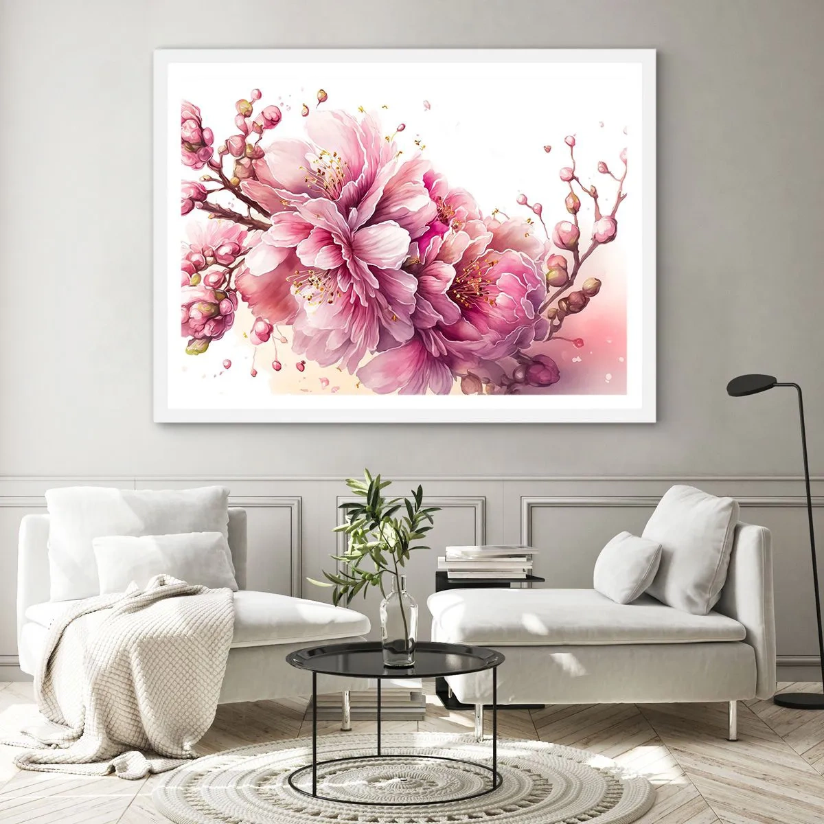 Poster in een witte lijst - Kersenbloesem - 50x40 cm