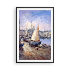 Poster in een zwarte lijst - Een stad aan de baai - 61x91 cm