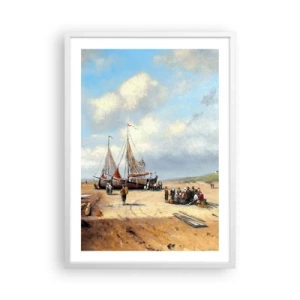 Poster in een witte lijst - Na een geslaagde vangst - 50x70 cm