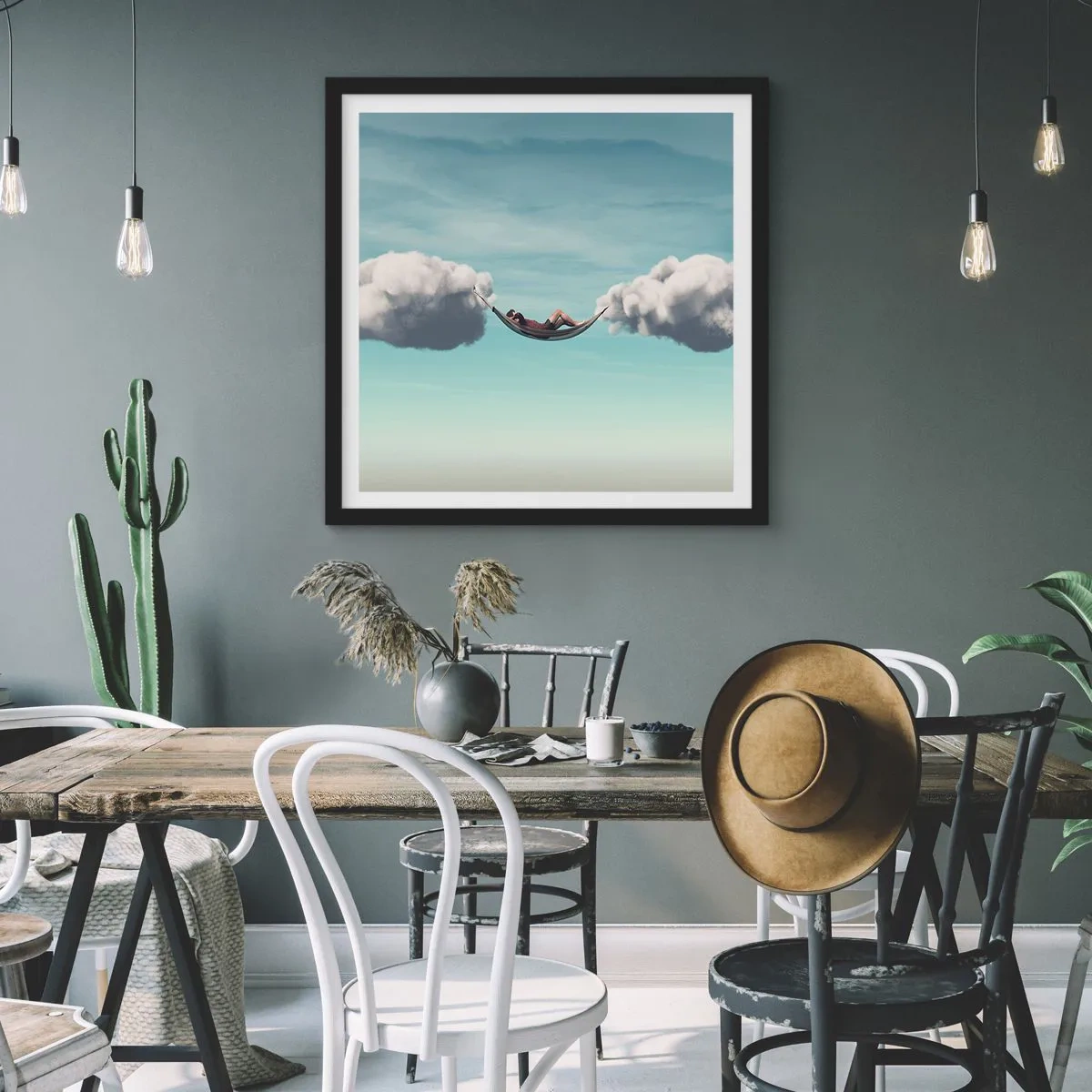 Poster in een zwarte lijst - Het geluk van het moment - 60x60 cm