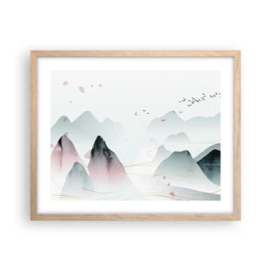 Een poster in een licht eiken lijst - Over de toppen - 50x40 cm