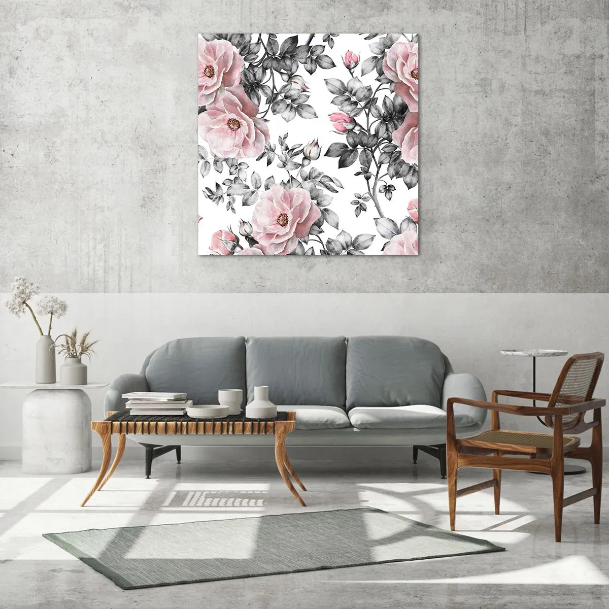 Schilderen op glas - Verdwalen in de bloemen van de rozen - 50x50 cm