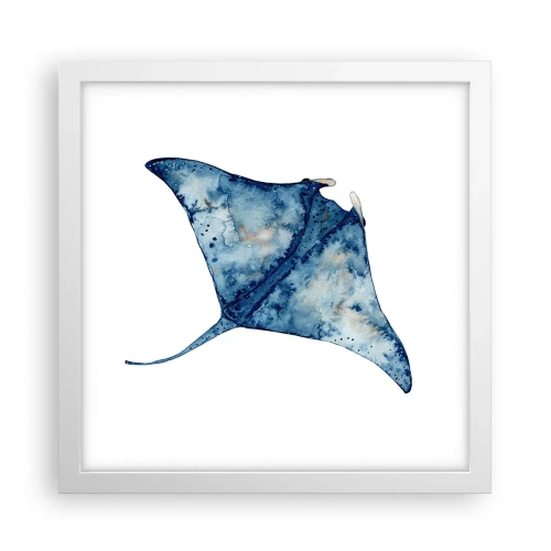 Poster in een witte lijst - Leven in blauw - 30x30 cm