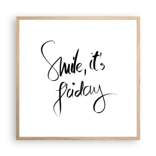 Een poster in een licht eiken lijst - Echte vreugde - 60x60 cm