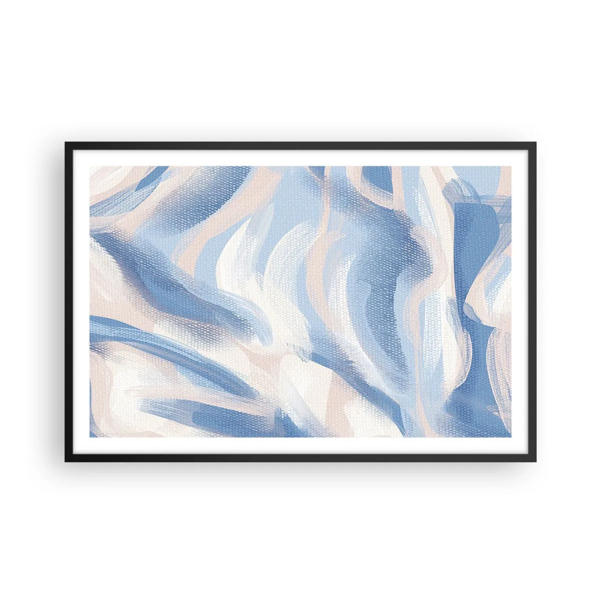 Poster in een zwarte lijst - Blauwe golven - 91x61 cm