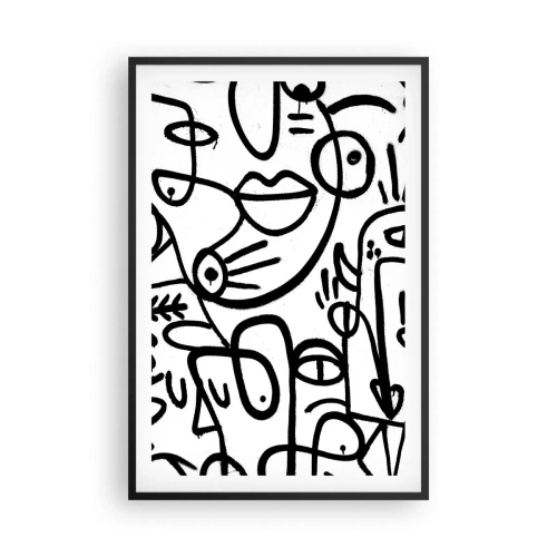 Poster in een zwarte lijst - Gezichten en luchtspiegelingen - 61x91 cm