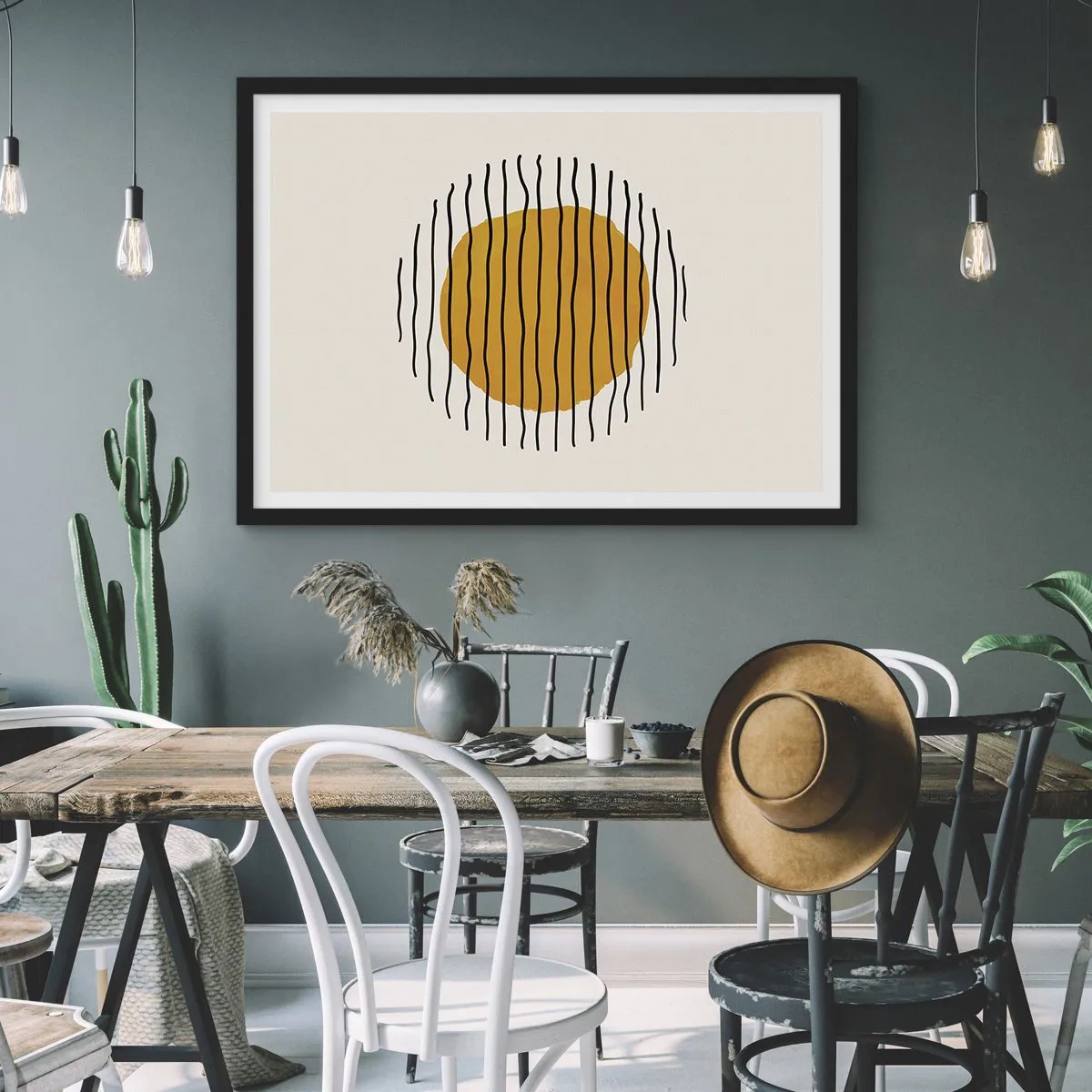 Poster in een zwarte lijst - Abstractie trillend van warmte - 70x50 cm