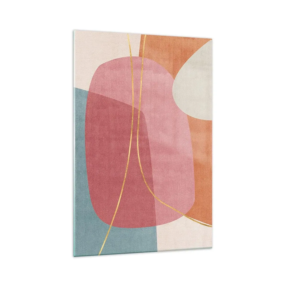 Schilderen op glas - Pastelkleurcompositie met gouddraad - 70x100 cm