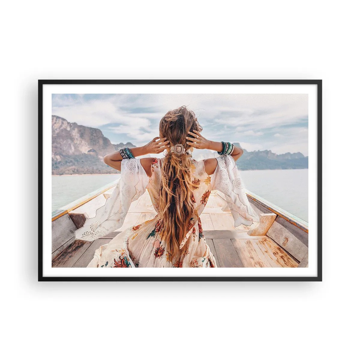Poster in een zwarte lijst - Op weg naar geluk - 100x70 cm