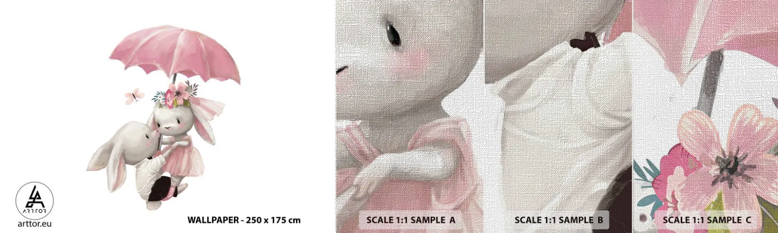 Fotobehang Monster Premium Canvas - Dit is liefde - Voor kinderen, Konijnen, Sprookje - 100x30 cm