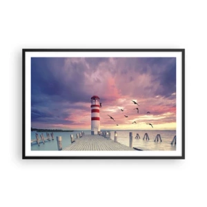 Poster in een zwarte lijst - Het is tijd naar de haven te gaan - 91x61 cm