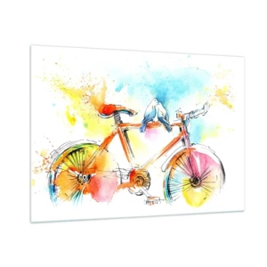 Schilderen op glas - Fietsen voor twee - 100x70 cm