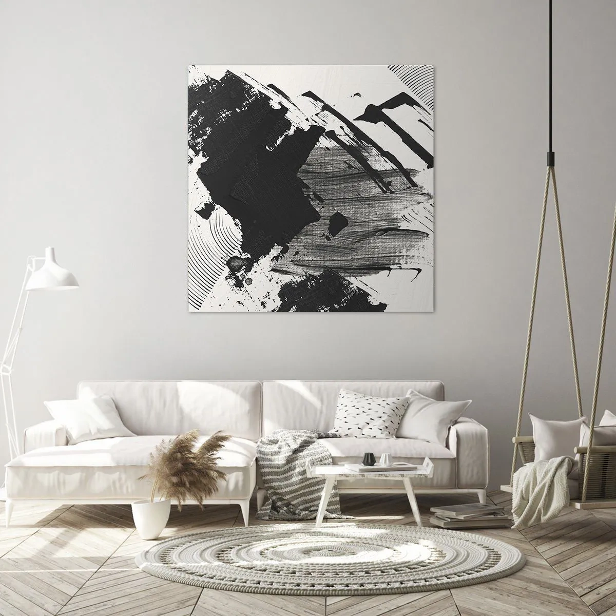 Schilderen op canvas - Abstractie – expressie van zwart - 50x50 cm