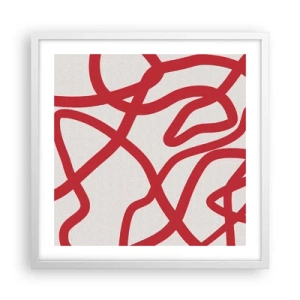 Poster in een witte lijst - Rood op wit - 50x50 cm
