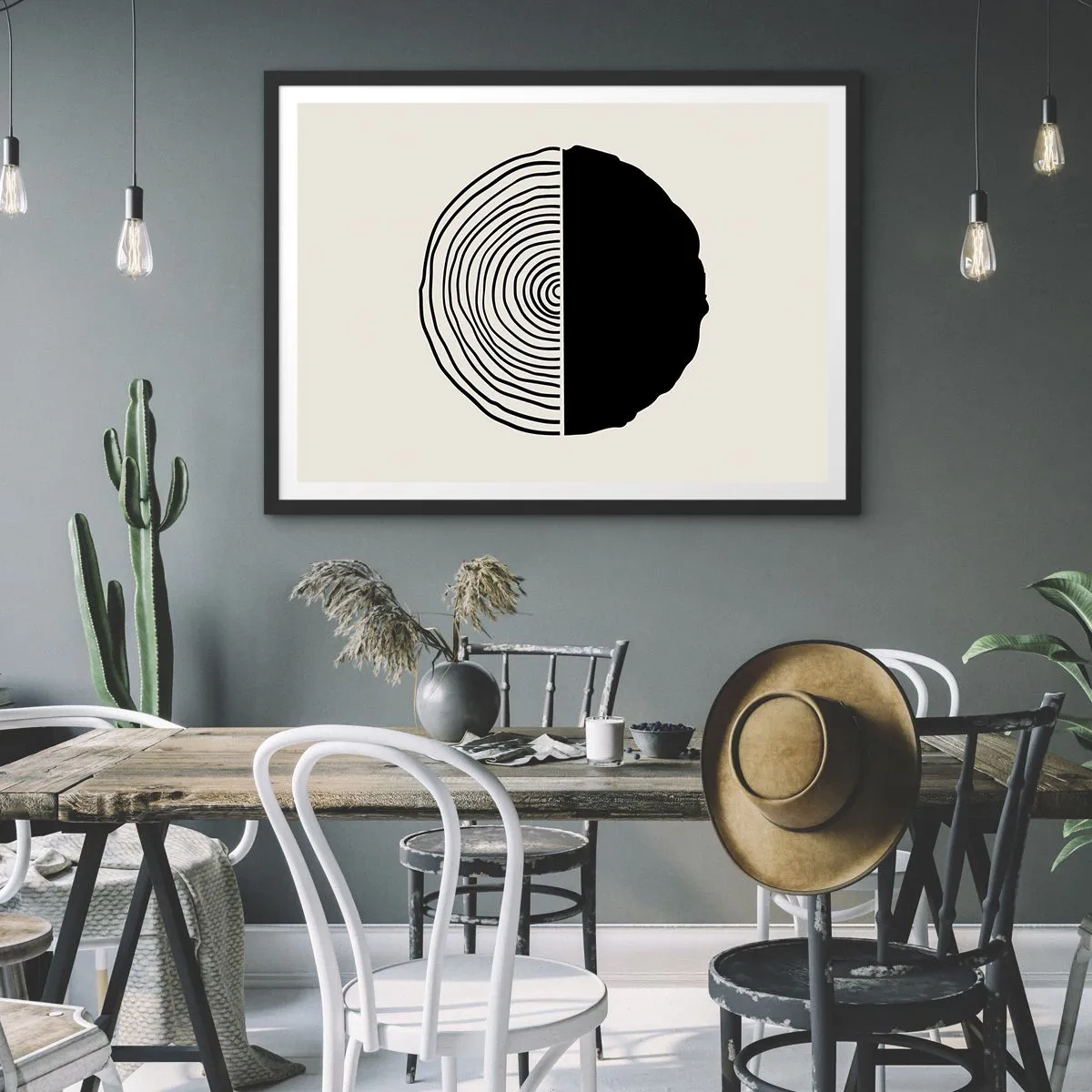 Poster in een zwarte lijst - Half om half - 70x50 cm