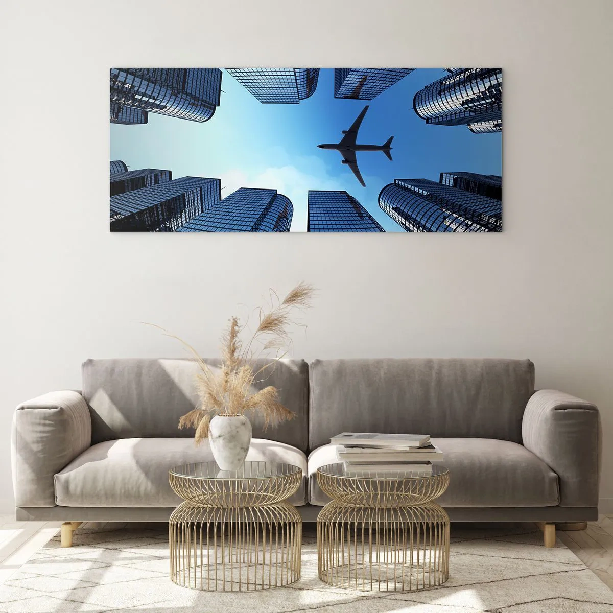 Schilderen op glas - Het uitzicht vanuit het glazen ravijn - 90x30 cm