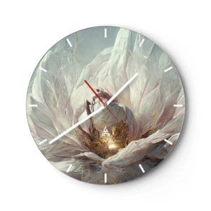 Wandklok - Klok - Een brede bloem in lichte tinten met een glanzend hart - 30x30cm - Hij bloeit eens in de honderd jaar - Moderne wanddecoratie voor woonkamer, keuken en slaapkamer ARTTOR