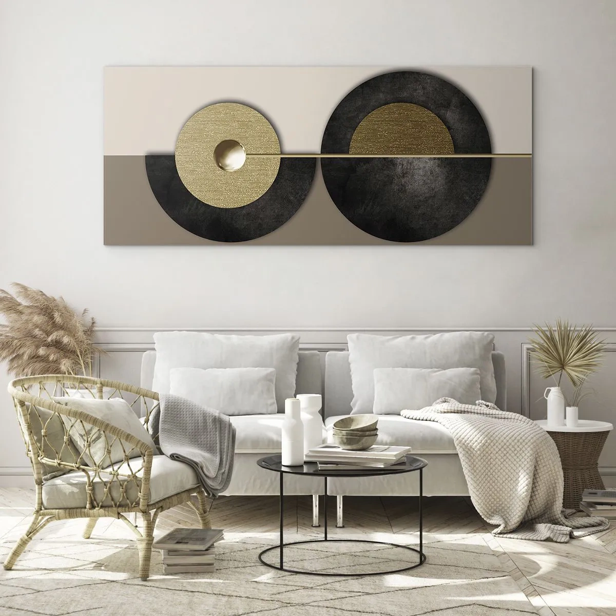 Schilderen op glas - Variaties rond de cirkel - 90x30 cm