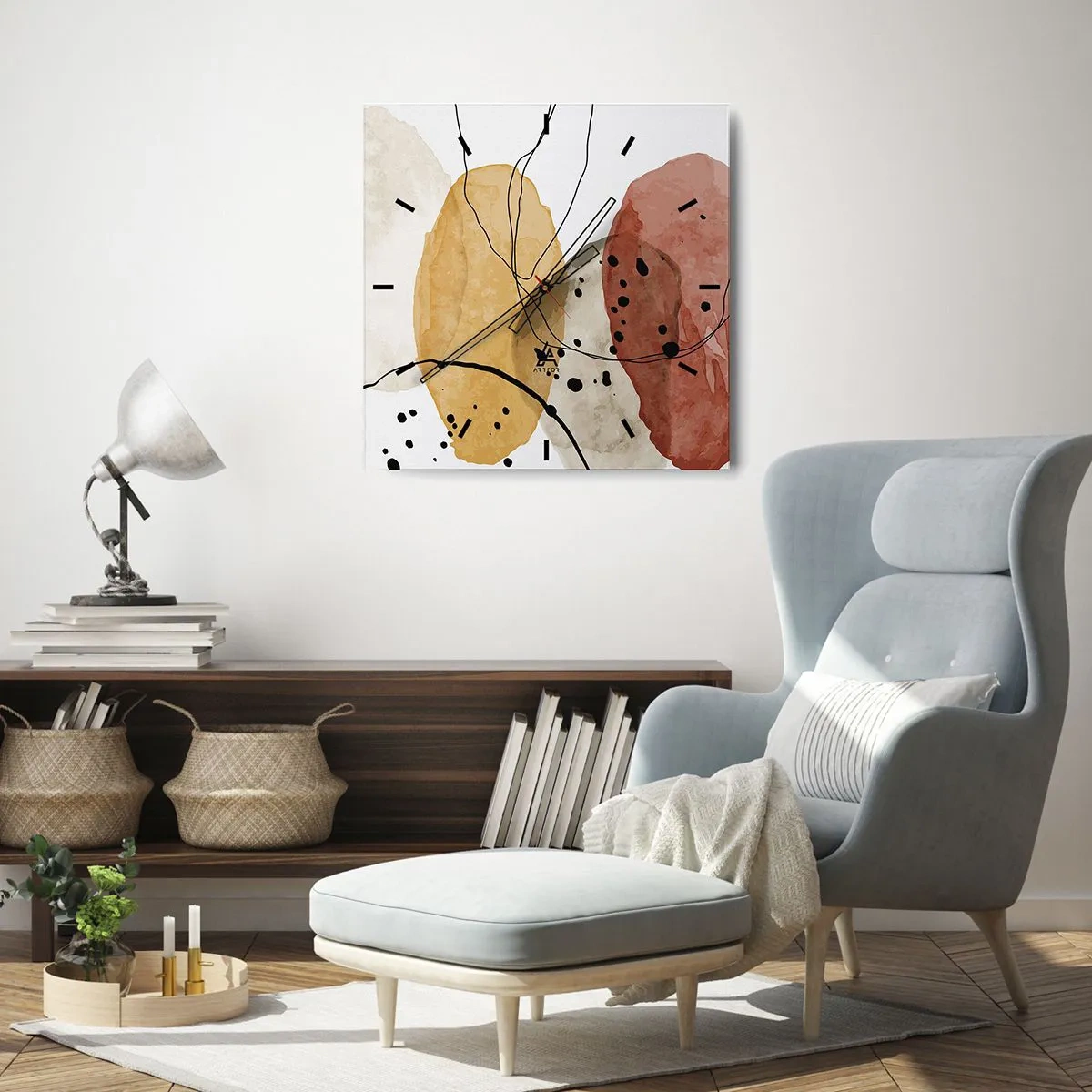 Wandklok - Klok - Als lichte, transparante lucht - 30x30 cm