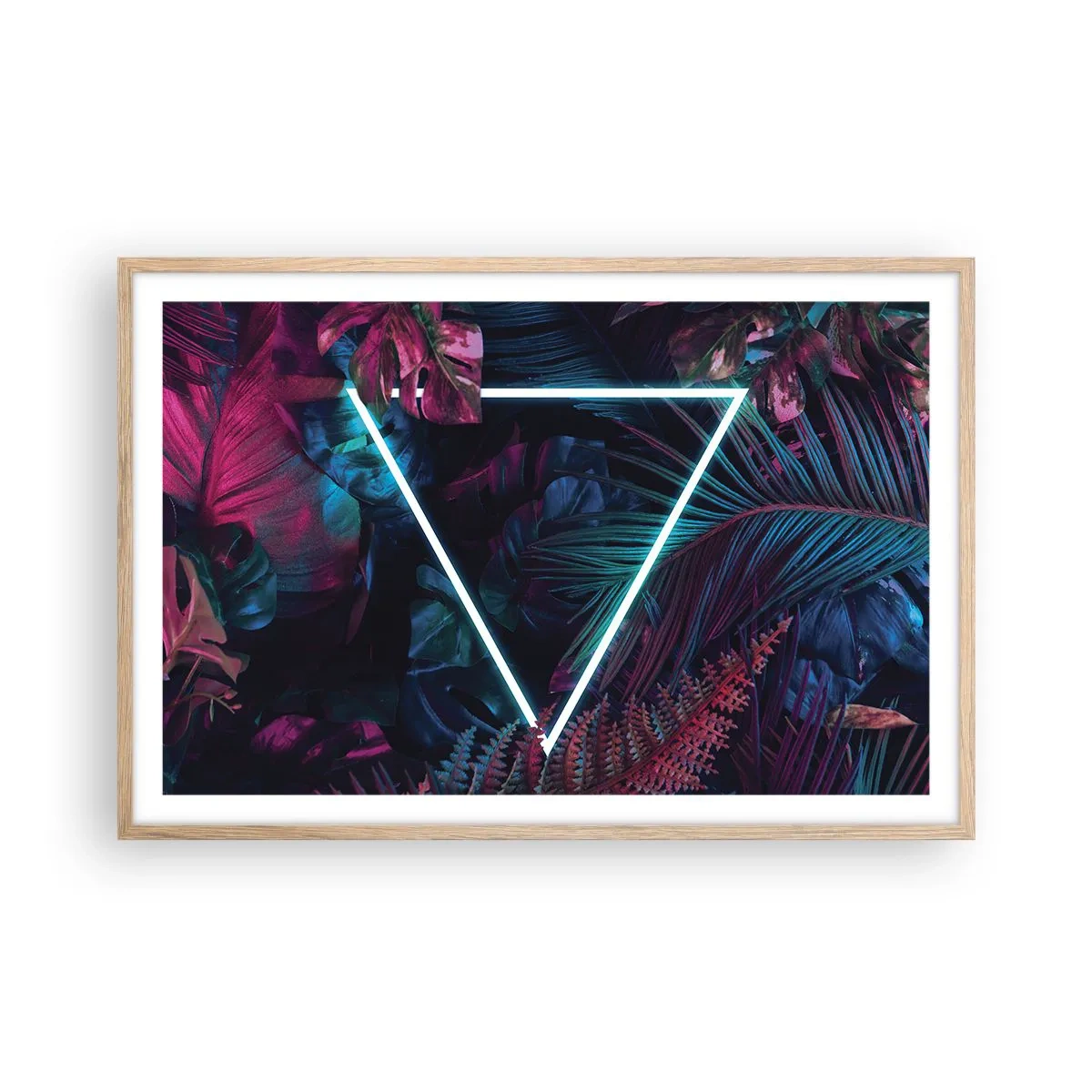 Een poster in een licht eiken lijst - Disco-achtige tuin - 91x61 cm