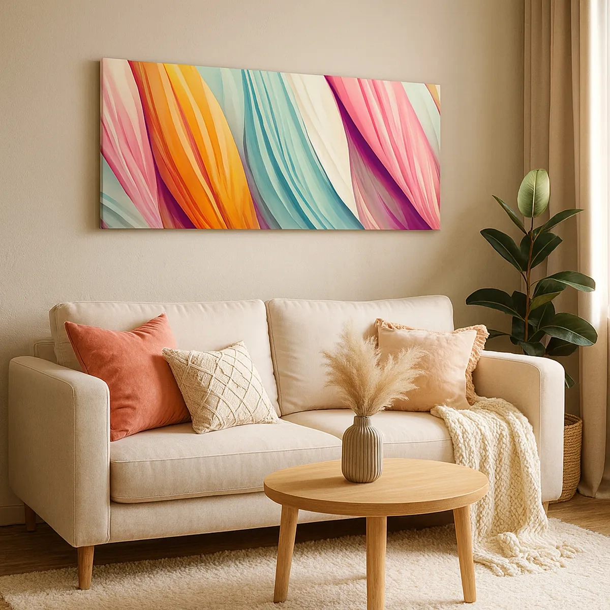 Schilderen op canvas - Regenboog geweven - 30x30 cm