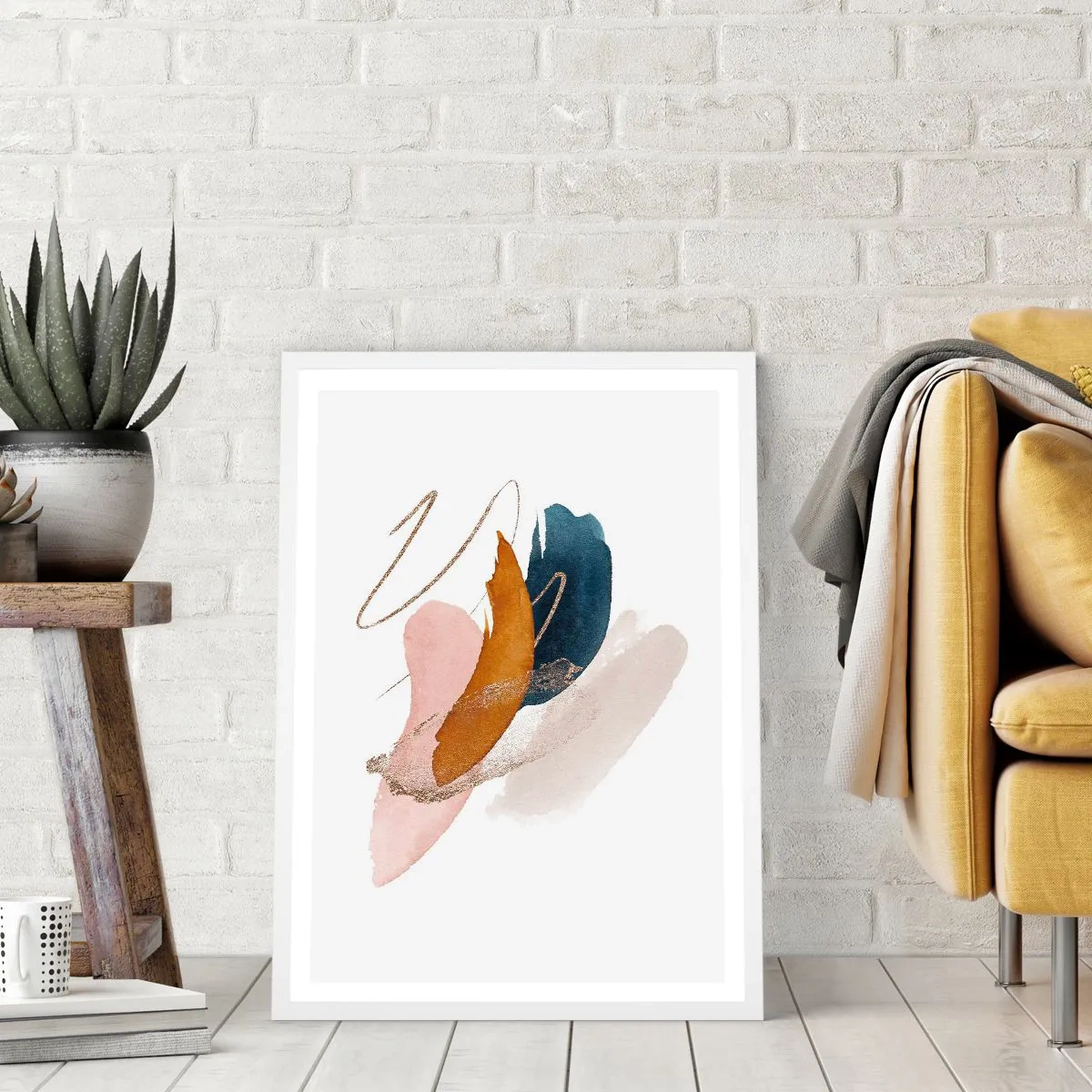 Poster in een witte lijst - Gevleugelde compositie - 70x100 cm