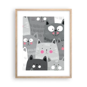 Een poster in een licht eiken lijst - De wereld van de kat - 40x50 cm