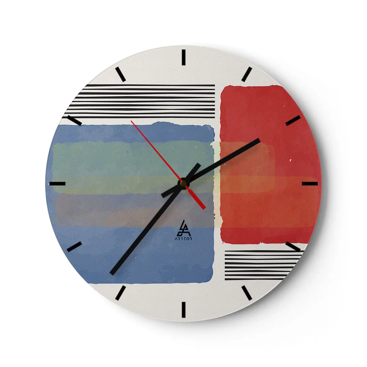 Wandklok - Klok - Kleurrijke abstracte rechthoeken en lijnen op een lichte achtergrond - 30x30cm - De geest en de letter van de geometrie - Moderne wanddecoratie voor woonkamer, keuken en slaapkamer ARTTOR