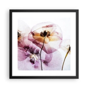 Poster in een zwarte lijst - Transparante lichaamsbloemen - 40x40 cm