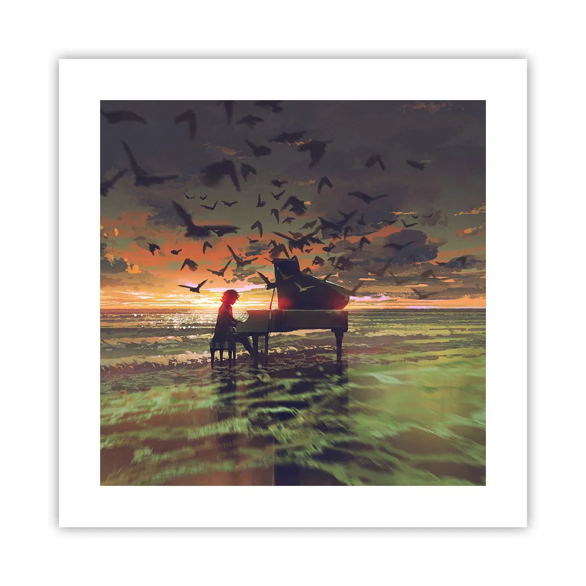 Poster - Concert voor piano en golven - 40x40 cm