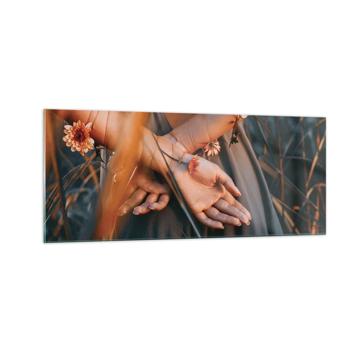 Schilderen op glas - Verbonden met de natuur - 100x40 cm