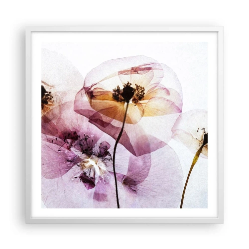 Poster in een witte lijst - Transparante lichaamsbloemen - 60x60 cm