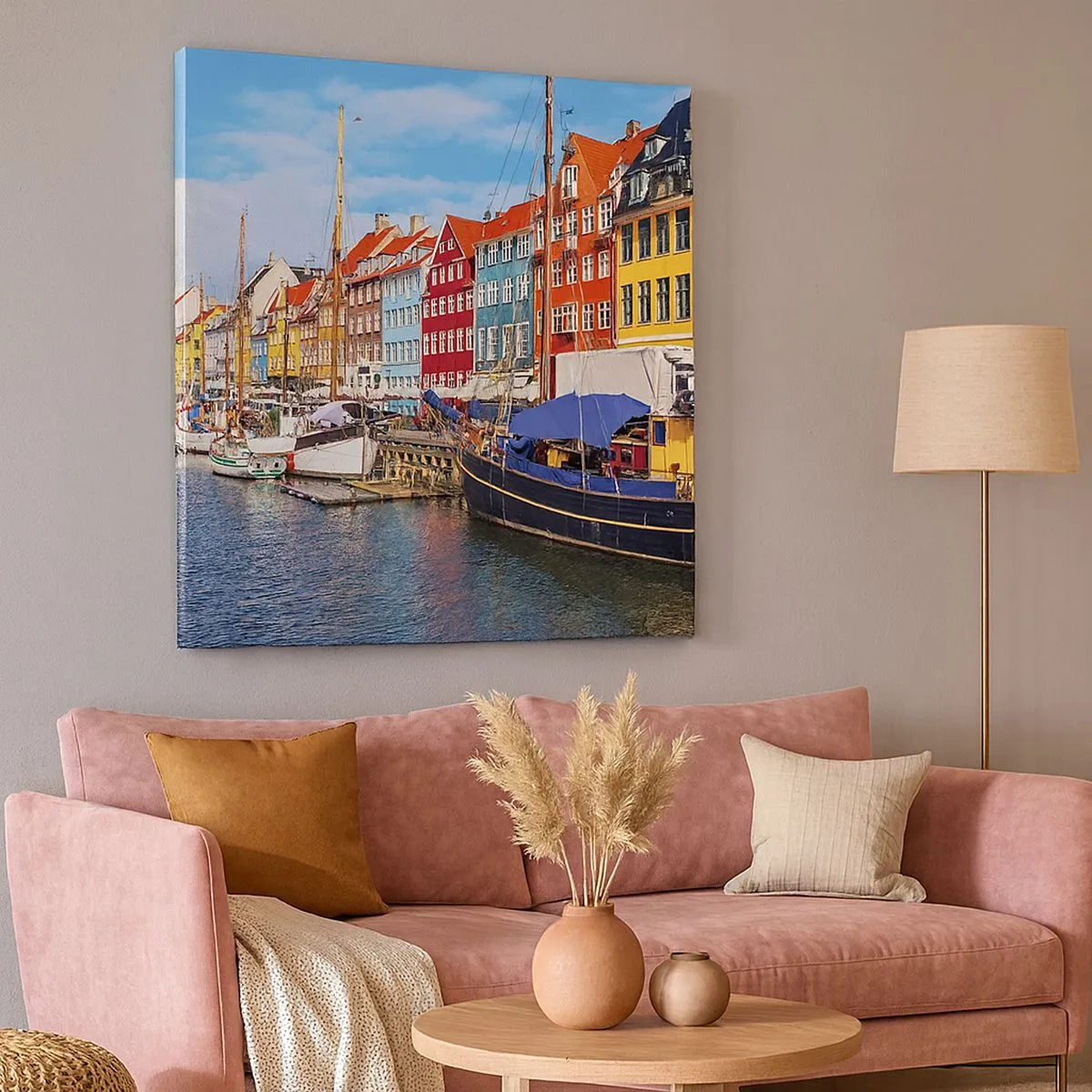 Schilderen op canvas - Vrolijke werf - 30x30 cm