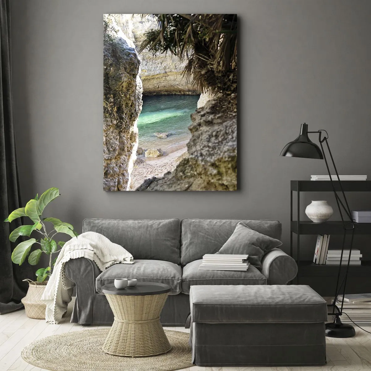 Schilderen op canvas - Turkoois baai - 45x80 cm
