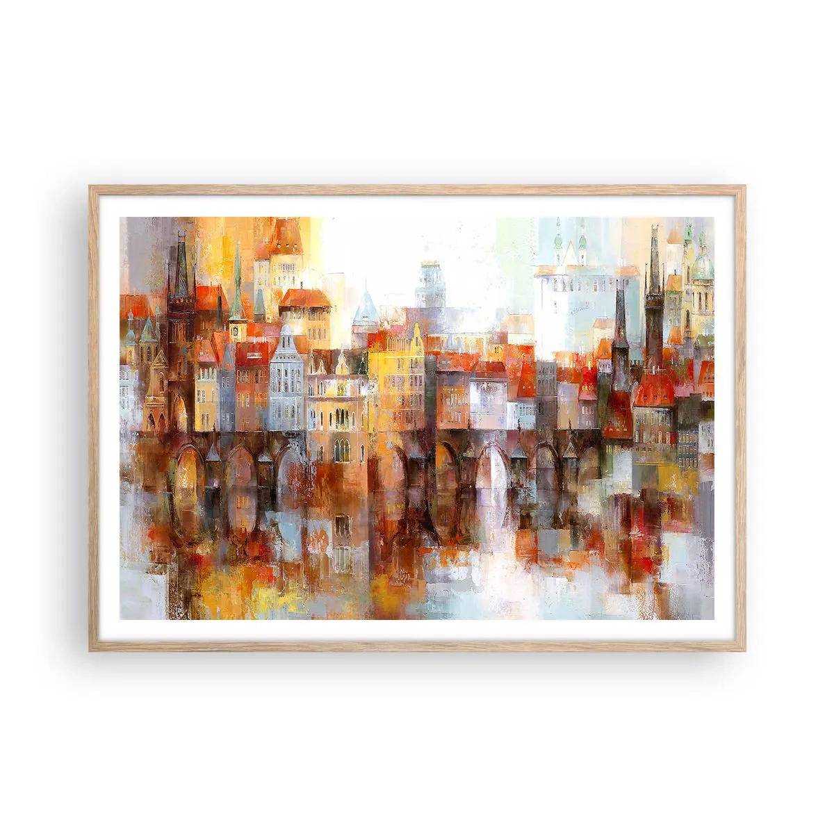 Een poster in een licht eiken lijst - Ook onder de brug is het mooi - 100x70 cm