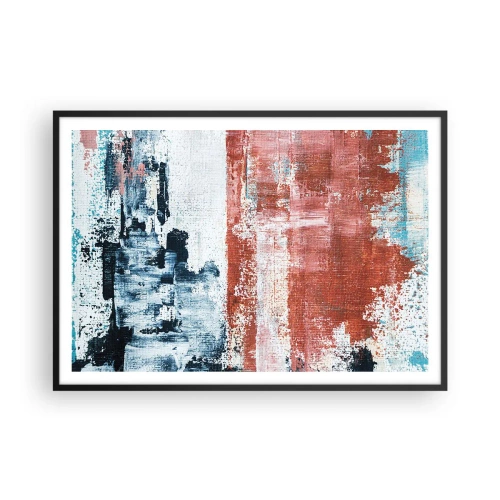 Poster in een zwarte lijst - Fifty Fifty abstract - 100x70 cm