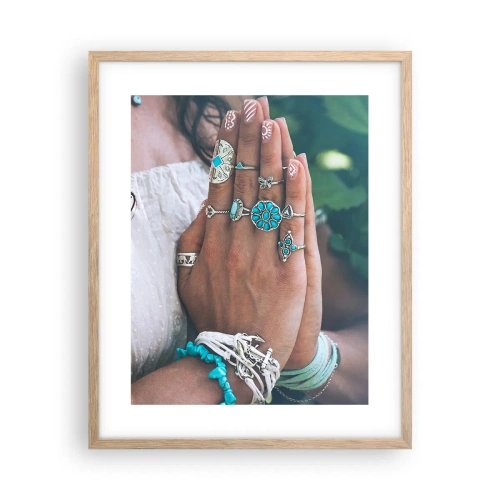 Een poster in een licht eiken lijst - Welkom in het centrum van het zijn - 40x50 cm