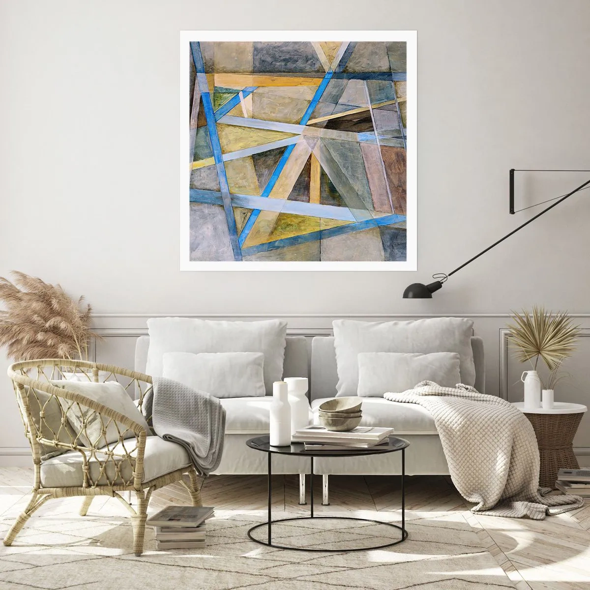 Poster - Recht of diagonaal? - 40x40 cm