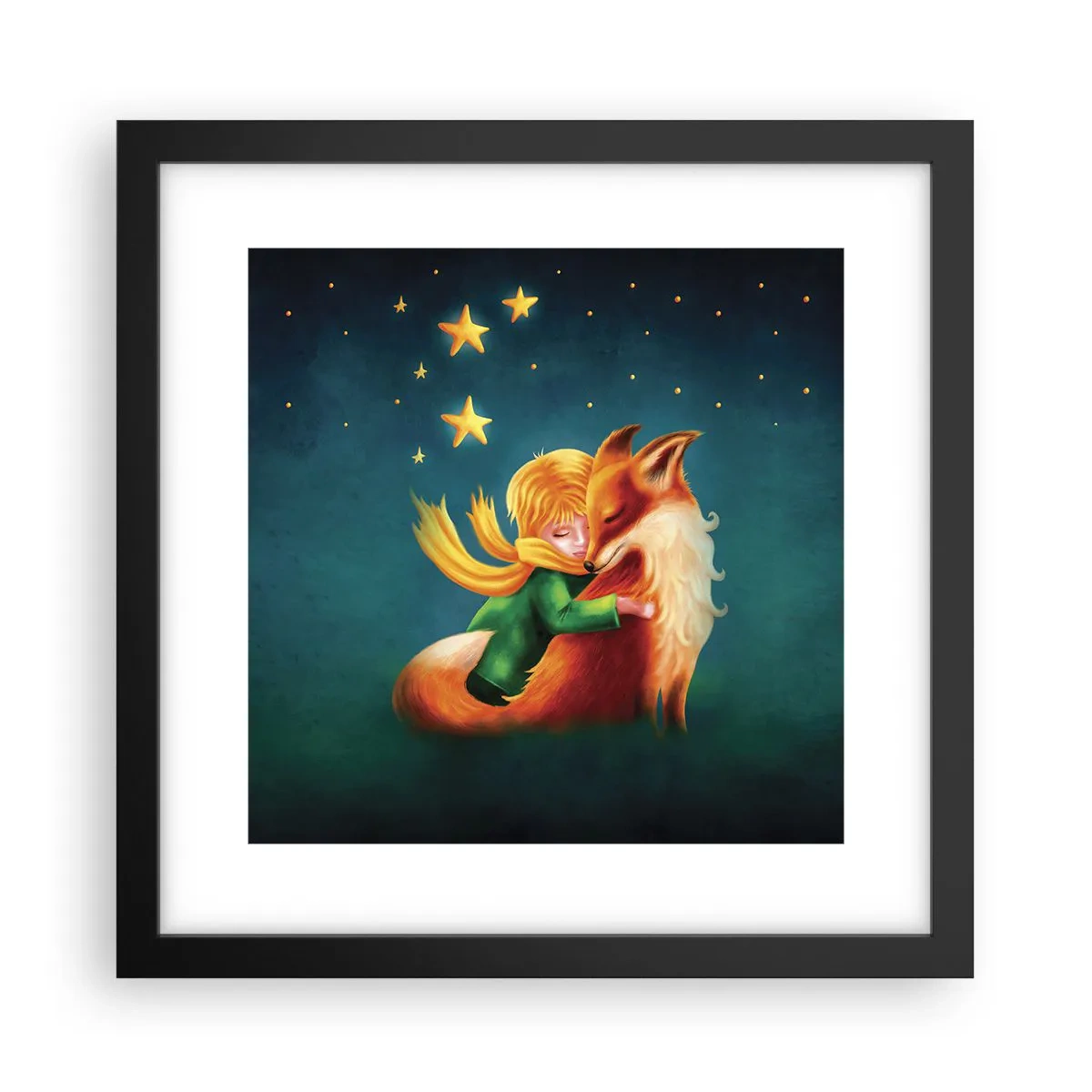 Poster in een zwarte lijst - Kleine Prins - 30x30 cm