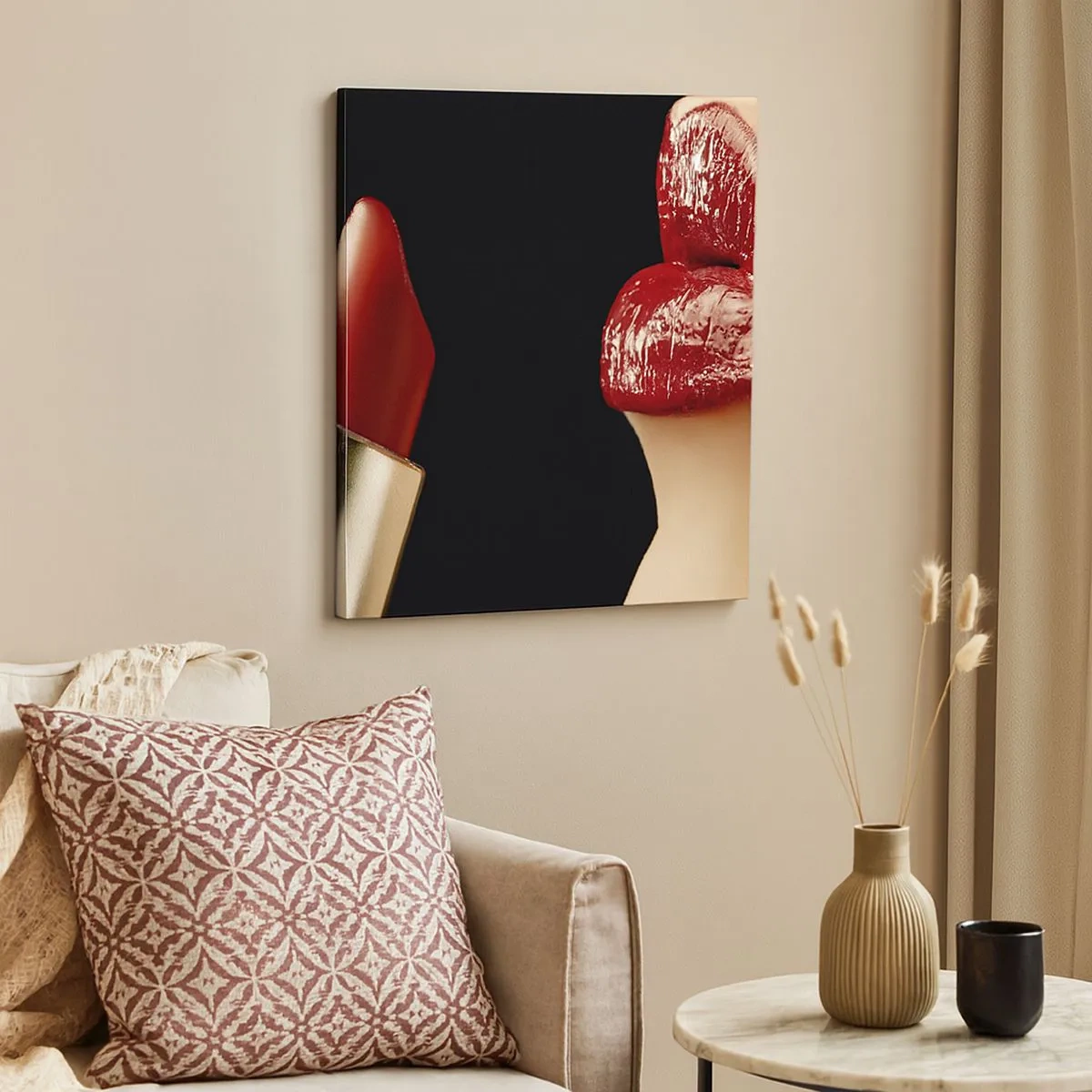 Schilderen op canvas - Sensualiteit en schittering van karmijn - 30x30 cm