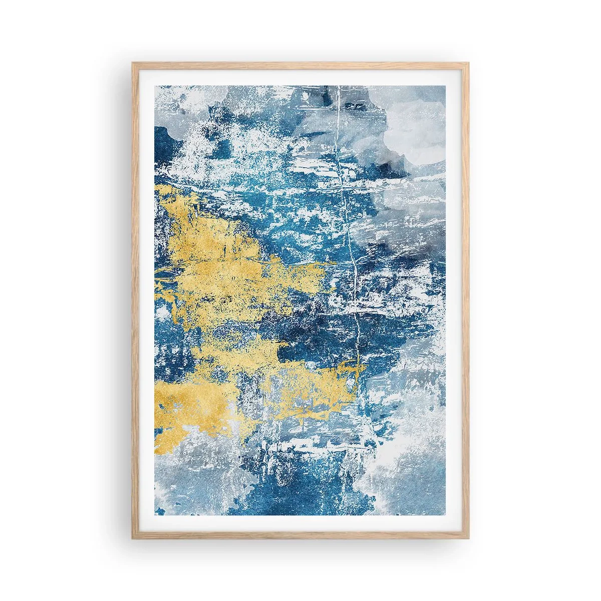 Een poster in een licht eiken lijst - Abstractie vol met weer - 70x100 cm
