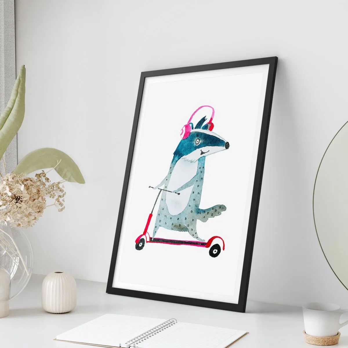 Poster in een zwarte lijst - Badger vreugde - 40x50 cm