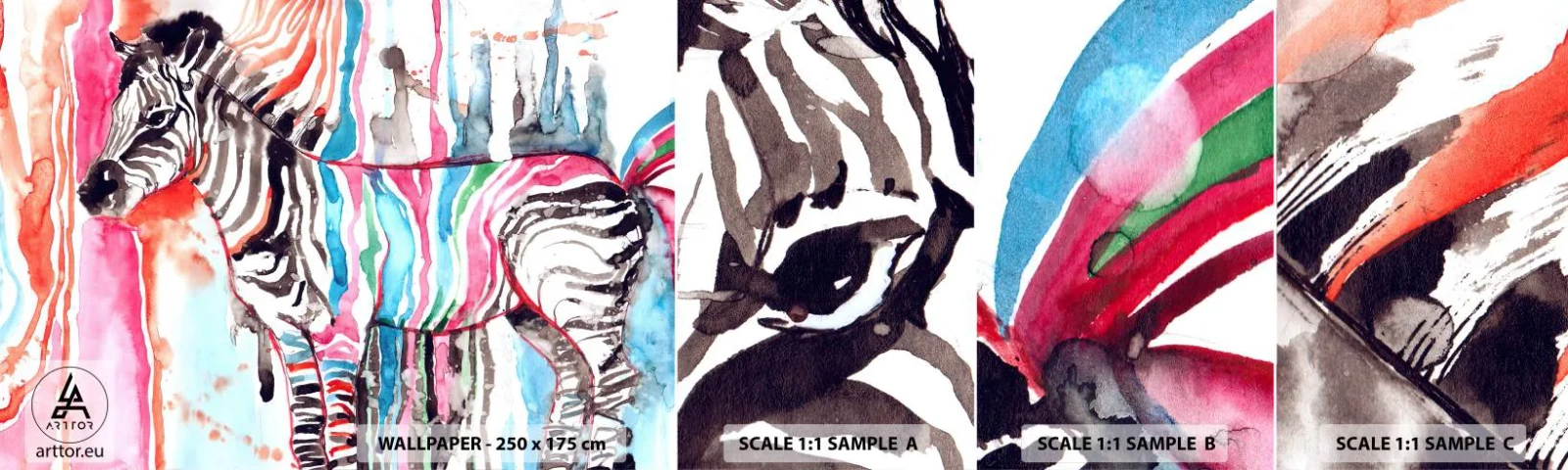 Fotobehang Monster Zelfklevend Deluxe Sticker - Zorgeloze grap van de natuur - Abstractie, Ribben, Grafisch - 100x30 cm