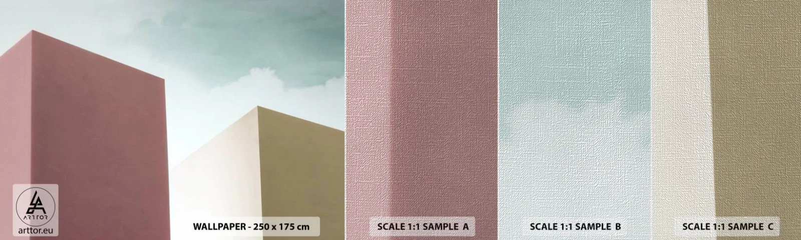 Fotobehang Monster Premium Canvas - De geometrie van een zonnige zomer - Gebouwen, Architectuur, Driedimensionaal - 100x30 cm