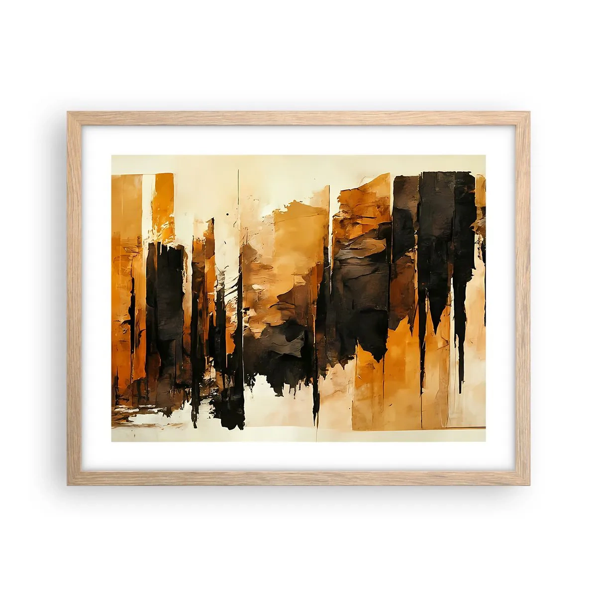 Een poster in een licht eiken lijst - Harmonie van zwart en goud - 50x40 cm