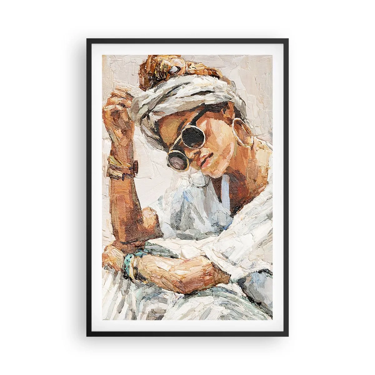 Poster in een zwarte lijst - Portret in de volle zon - 61x91 cm