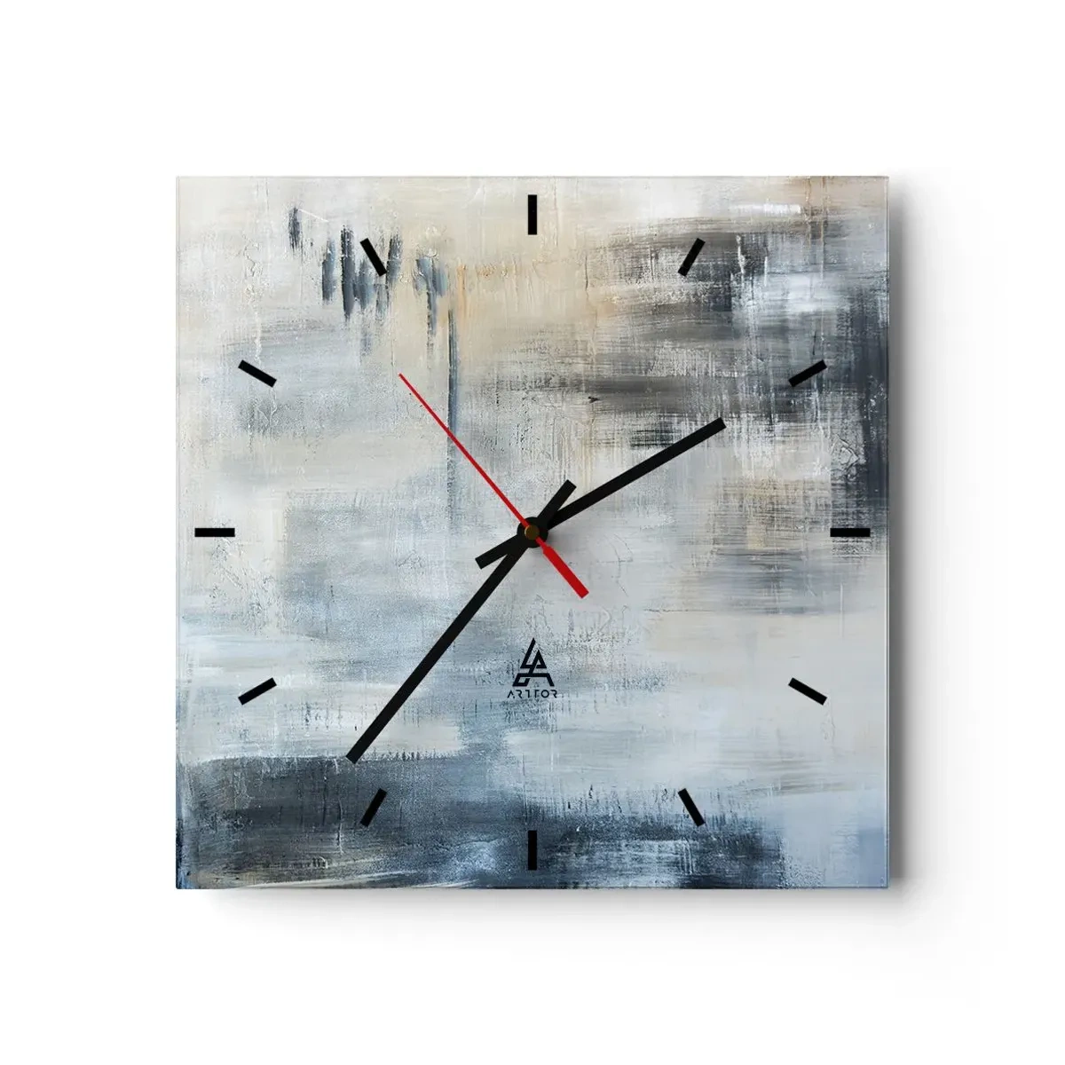 Wandklok - Klok - Achter het blauwe gordijn - 30x30 cm