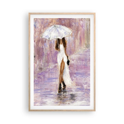 Een poster in een licht eiken lijst - In de lila regen - 61x91 cm