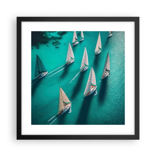 Poster in een zwarte lijst - In een wedstrijd met de wind - 40x40 cm