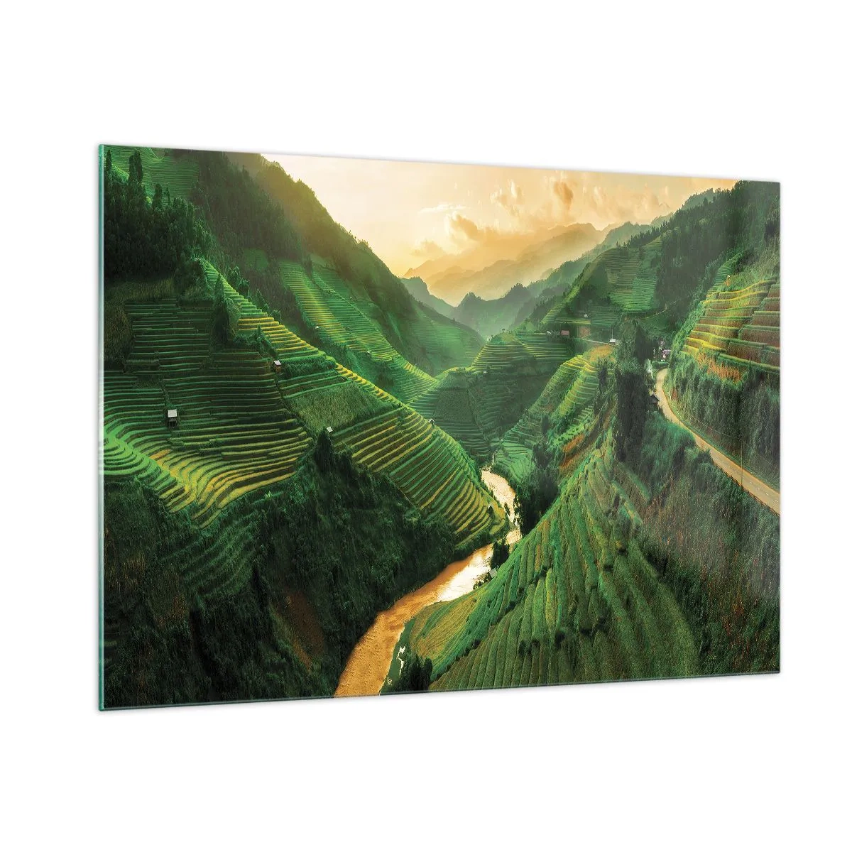 Schilderen op glas - Vietnamese vallei - 100x70 cm